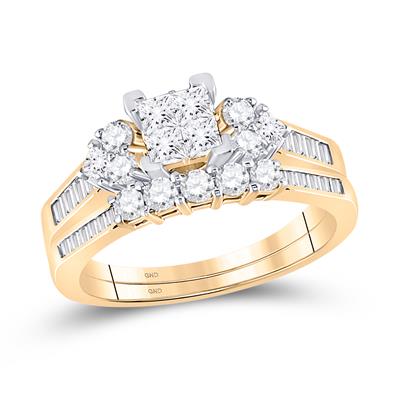 Women's Diamond Princess Bridal Wedding Ring Set
