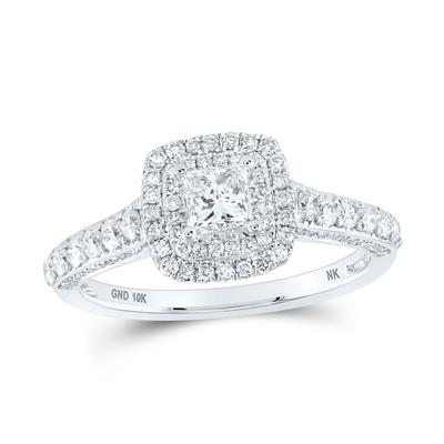 Women's Diamond Princess Halo Bridal Engagement Ring (Certified)