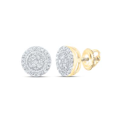 10K YELLOW GOLD ROUND DIAMOND CLUSTER EARRINGS 1/10 CTTW