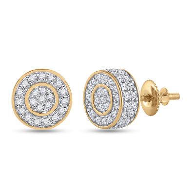 10K YELLOW GOLD ROUND DIAMOND CLUSTER EARRINGS 1/2 CTTW