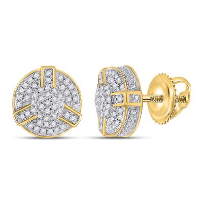 10K YELLOW GOLD ROUND DIAMOND CLUSTER EARRINGS 1/4 CTTW