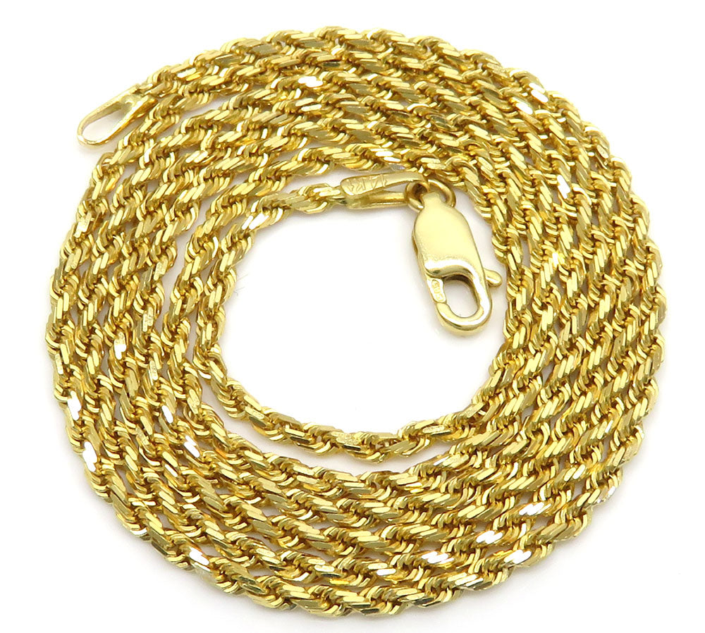 14k 2mm Diamond Cut Rope Chain JM Bank   2mm14kgoldropechain 