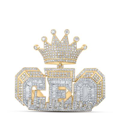 Diamond Baguette CEO Crown Phrase Charm Pendant