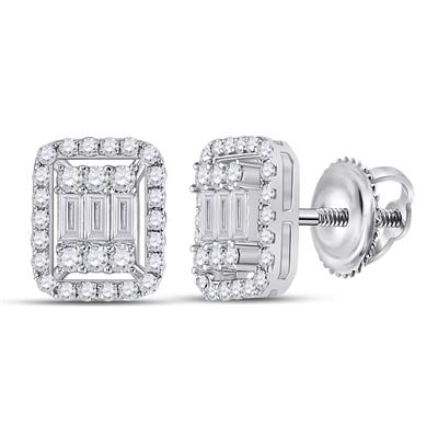 Diamond Baguette Cluster Earrings