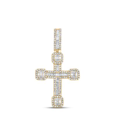 Diamond Baguette Cross Charm Pendant