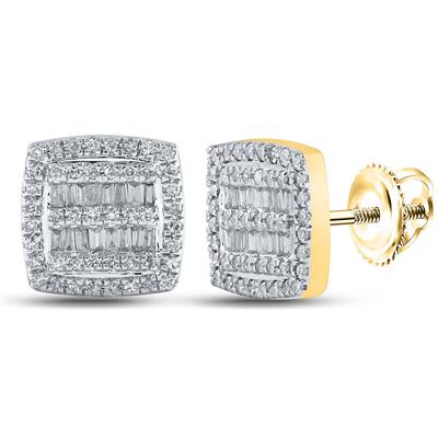 Diamond Baguette Square Earrings