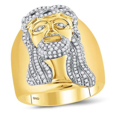 Men's Diamond Jesus Face Cluster Ring