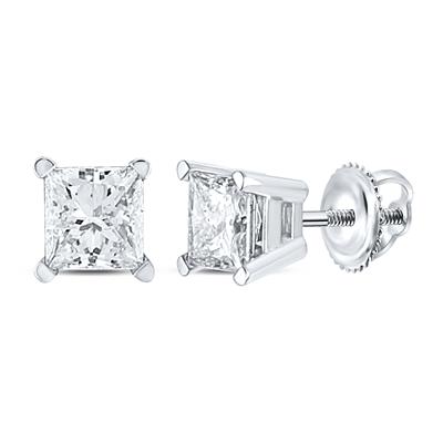 Diamond Princess Solitaire Stud Earrings 1cttw (Certified)