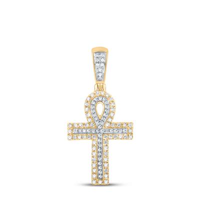 Diamond Round Ankh Cross Charm Pendant