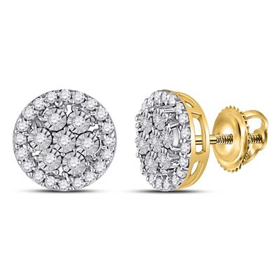 Diamond Round Circle Cluster Earrings