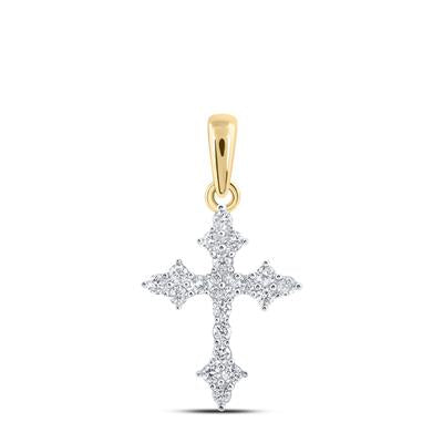 Diamond Round Cross Pendant 1/4 cttw