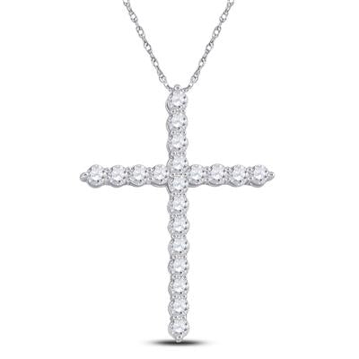 Diamond Round Cross Pendant 1 1/2 cttw