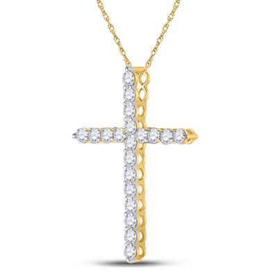 Diamond Round Cross Pendant 1 1/2 cttw