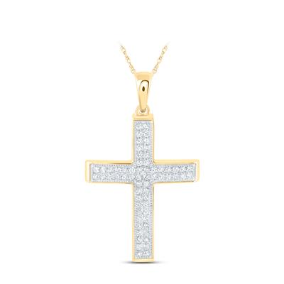 Diamond Round Cross Pendant 3/8 cttw