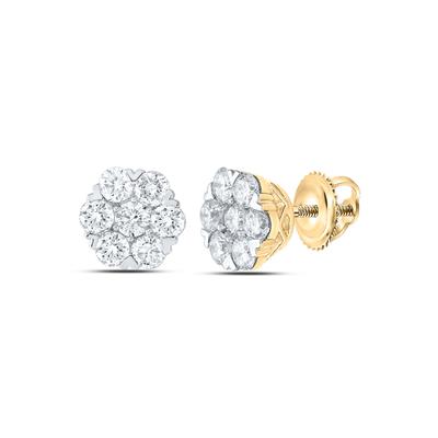 Diamond Round Flower Cluster Earrings 1 3/4 cttw