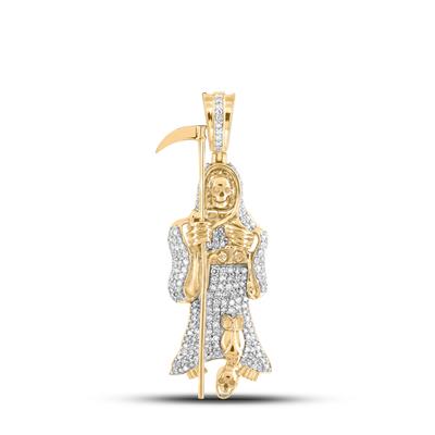 Diamond Round Grim Reaper Charm Pendant