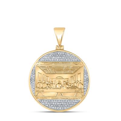 Diamond Round Last Supper Religious Charm Pendant