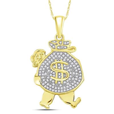 Diamond Round Money Bag Man Charm Pendant