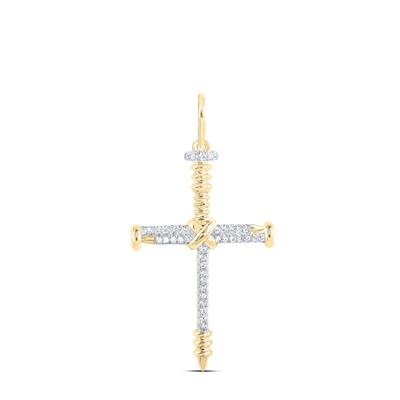 Diamond Round Nail Cross Charm Pendant