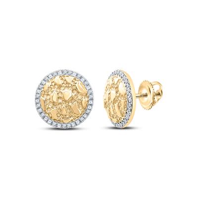 Diamond Round Nugget Circle Earrings