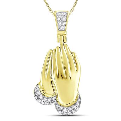 Diamond Round Praying Hands Charm Pendant