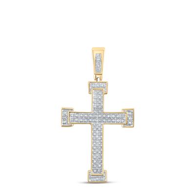 Diamond Round Roman Cross Religious Charm Pendant