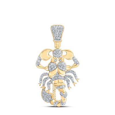Diamond Round Scorpion Charm Pendant