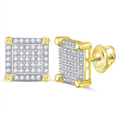 Diamond Round Square Cluster Stud Earrings 1/4 cttw