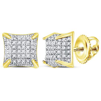 Diamond Round Square Stud Earrings 1/3 cttw