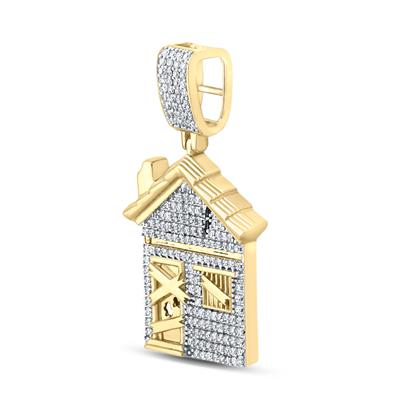 Diamond Round Trap House Charm Pendant