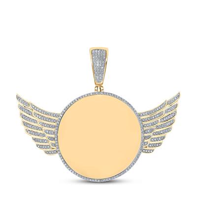 Diamond Round Wing Memory Circle Charm Pendant