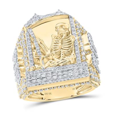 Men's Diamond Skeleton Coffin RIP Ring