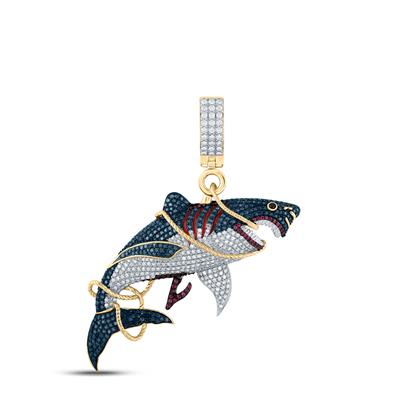 Diamond and Ruby Shark Charm Pendant