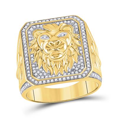Men's Diamond Lion Face Ring