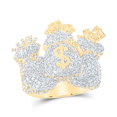 Men's Diamond Money Bag Ring