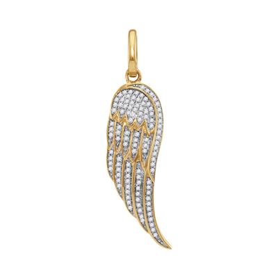 Woman's Diamond Round Feather Wing Charm Pendant