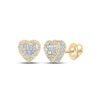 Women's Diamond Baguette Heart Earrings