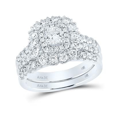 Women's Diamond Cushion Bridal Wedding Ring Set (Certified)