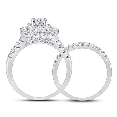 Women's Diamond Cushion Bridal Wedding Ring Set (Certified)