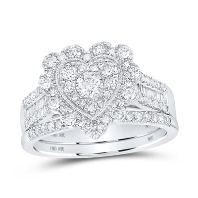 Women's Diamond Nicoles Dream Collection Heart Bridal Wedding Ring Set