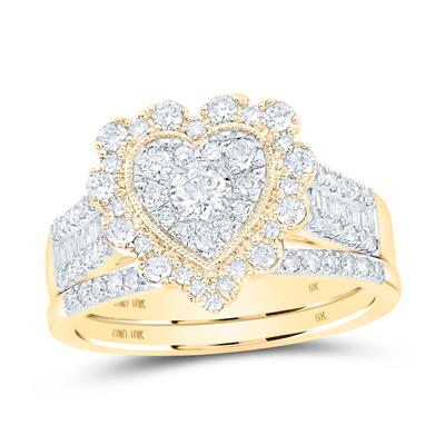 Women's Diamond Nicoles Dream Collection Heart Bridal Wedding Ring Set