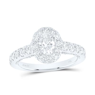 Women's Diamond Oval Halo Bridal Engagement Ring (Certified)