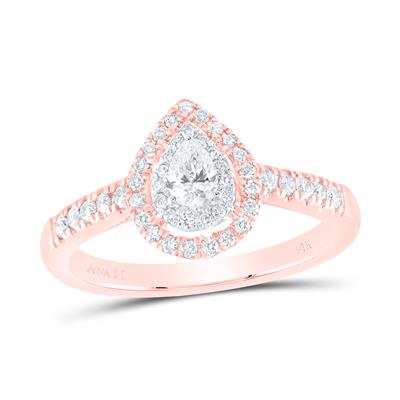 Women's Diamond Pear Halo Bridal Engagement Ring (Certified)