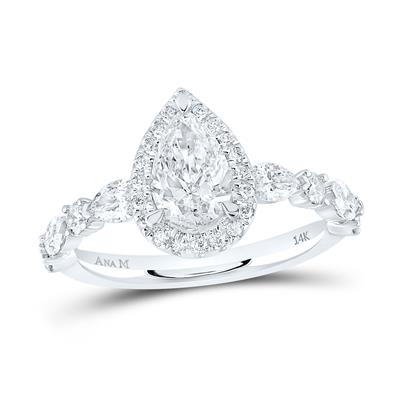 Women's Diamond Pear Halo Engagement Ring (Certified)