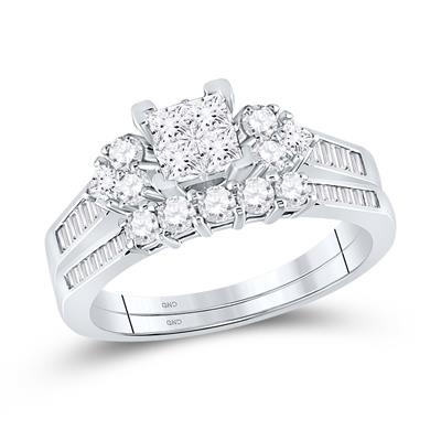 Women's Diamond Princess Bridal Wedding Ring Set
