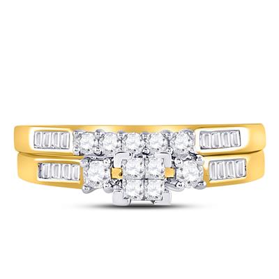 Women's Diamond Princess Bridal Wedding Ring Set