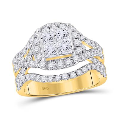 Women's Diamond Princess Cluster Bridal Engagement Ring