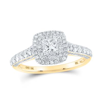 Women's Diamond Princess Halo Bridal Engagement Ring (Certified)