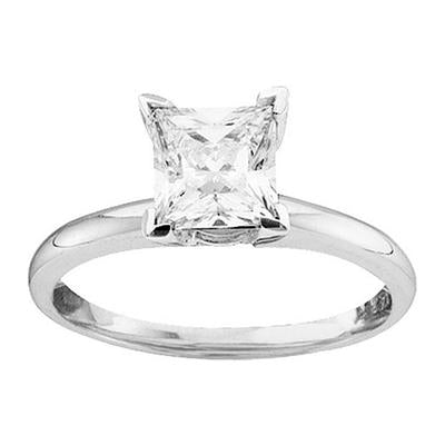 Women's Diamond Princess Solitaire Excellent Bridal Ring (Certified)