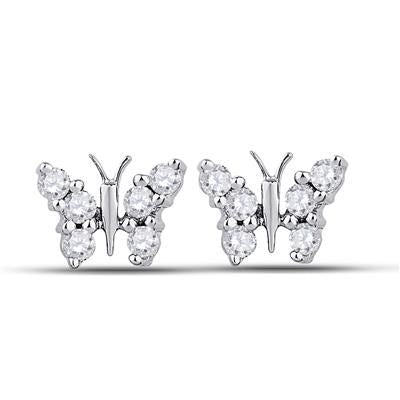 Women's Diamond Round Butterfly Earrings